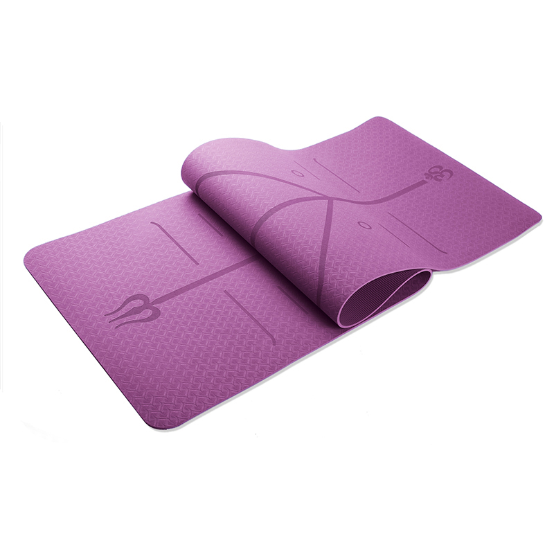 183x68cmx6mm non-slip double layer TPE yoga mat with Precise position line for yoga