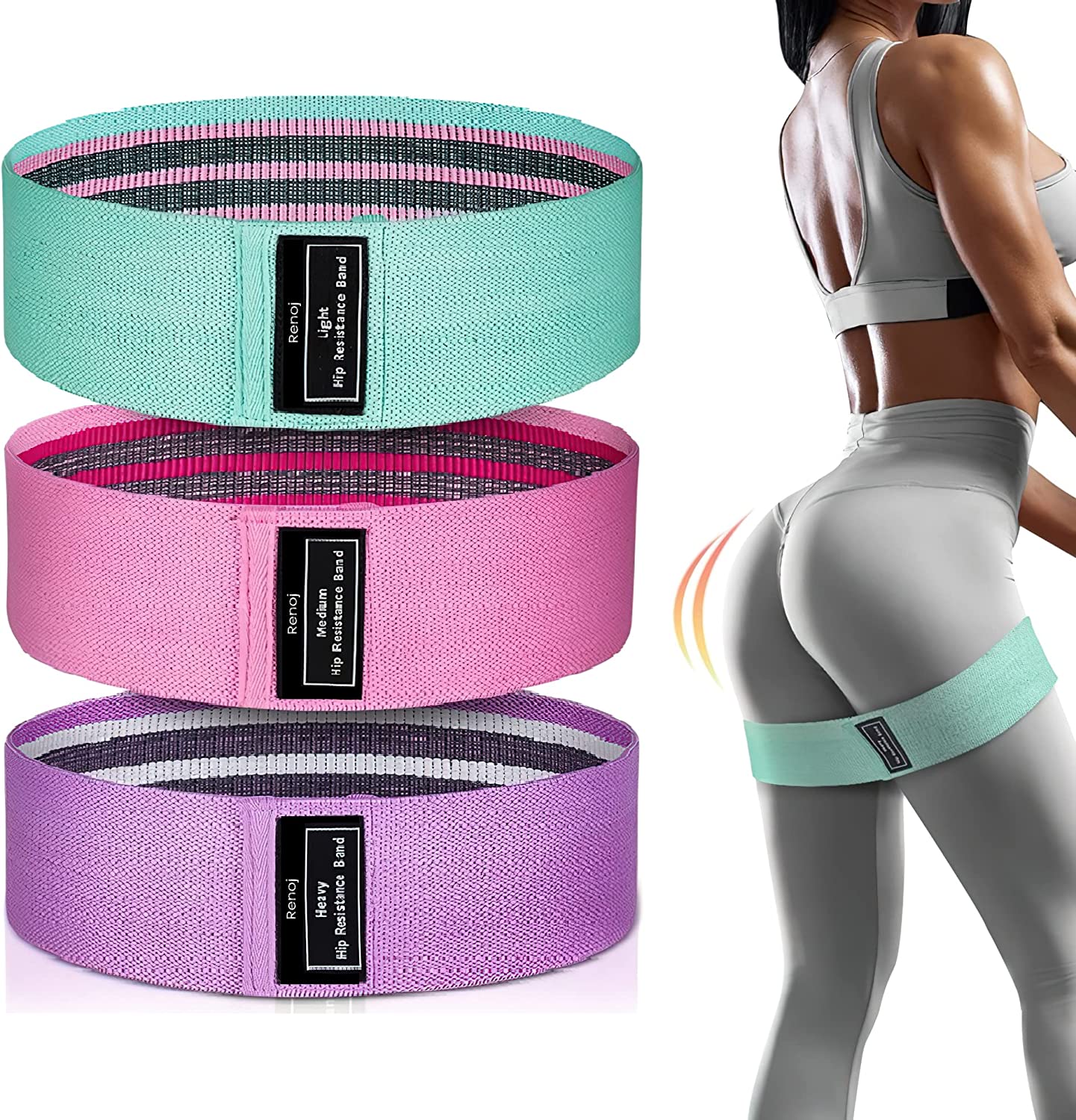 2020 New Design Custom Logo Set of 3 Exercise Stretch Hip bands, Fabric Booty Band, Gym Fitness Glute Resistance Band factory