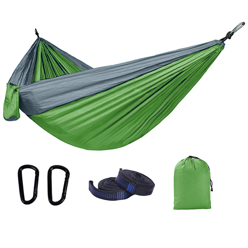 210T parachute nylon outdoor camping double person nylon hammock with tree straps