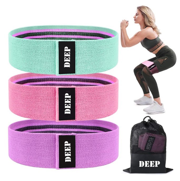 3pcs Set Workout Exercise Fitness Stretch Loop Fabric Resistance Hip band