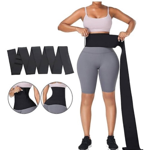 Adjustable one size invisible slim snatch me up lumbar waistband band elastic compression belt bandage body wrap waist trainer