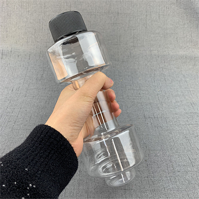 Big Capacity Portable Top Sport Fitness Dumbbell Shape Plastic Water Bottles