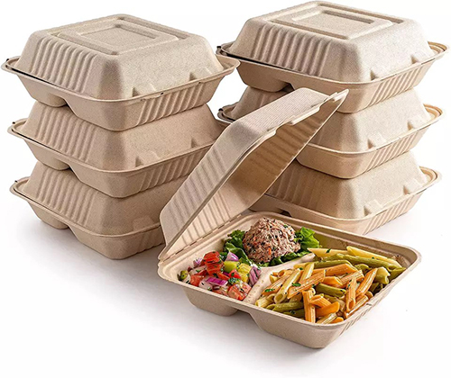 Biodegradable Eco Friendly Take Out to Go Food Containers Bagasse Clamshell Takeout Containers