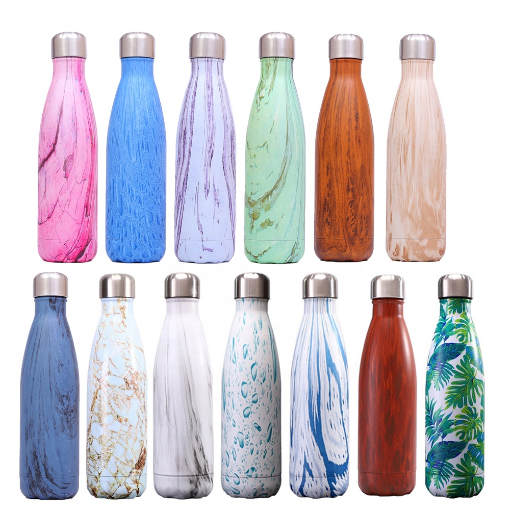 Custom Logo 500ml 750ml Cola Shaped Vacuum Thermal Insulated Stainless Steel Water Bottle