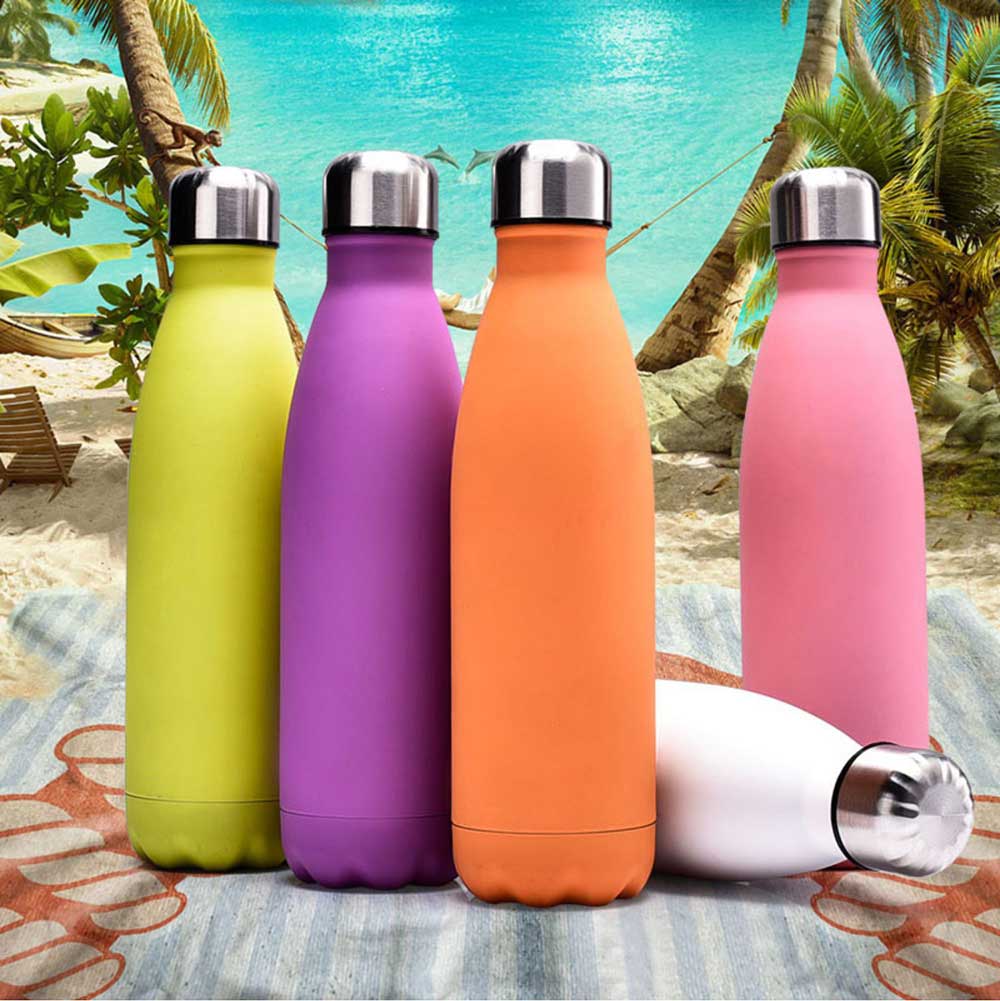 Custom Logo 500ml Cola Shaped Vacuum Thermal Insulated Stainless Steel Water Bottle