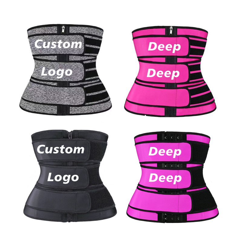 Custom Logo Compression Double Belt Slim Tummy Control Body Shaper Lose Weight Latex Waist Trainer Vest