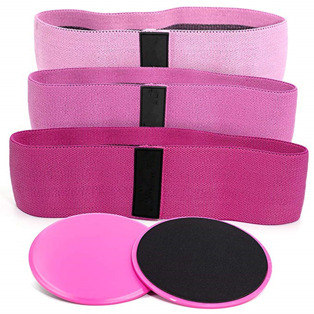 Custom Resistance Hip Bands Premium Exercise Bands core sliders set