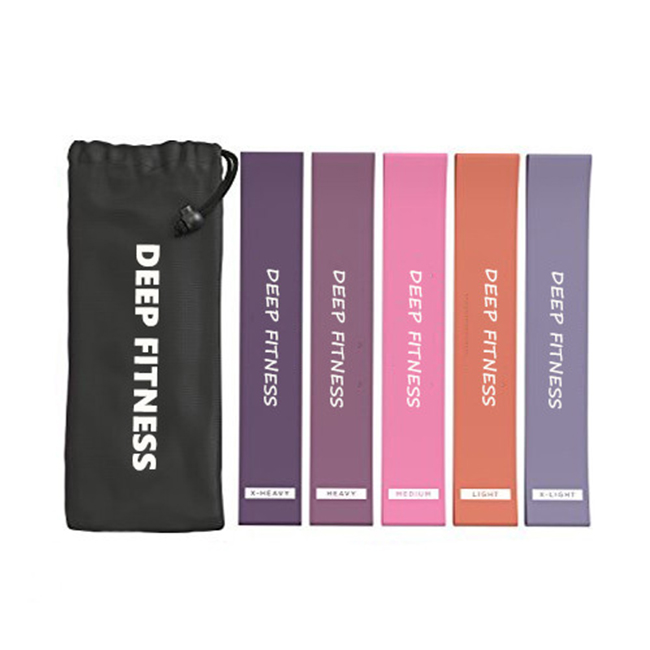 Customized logo resistance loop band fitness stretch band set of 5