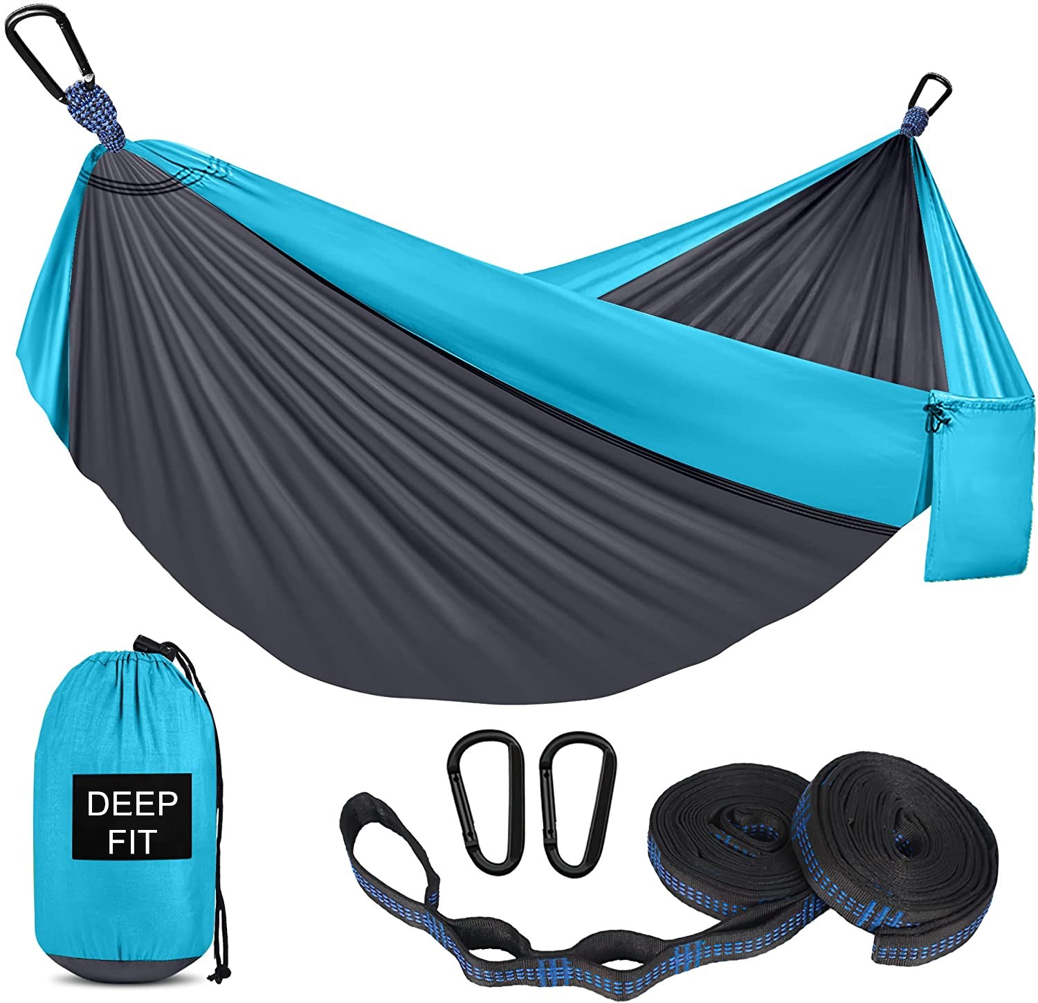 Double Camping Hammock with 2 Carabiners 2 Tree Straps 1 Carry bag