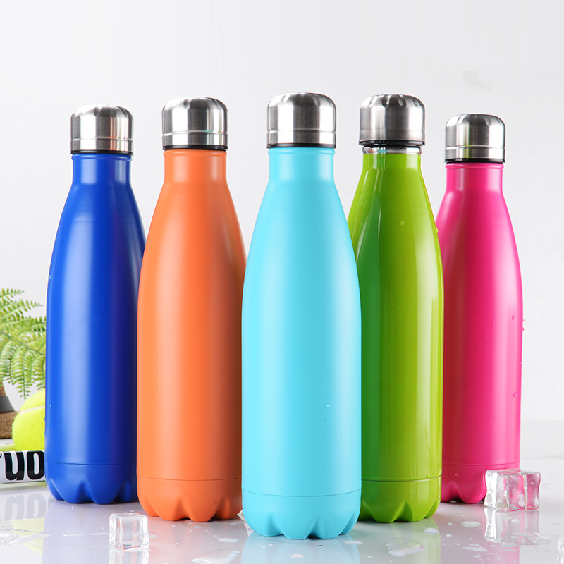 Eco friendly vacuum sport double wall copper stainless steel thermo cola shape drink insulated water bottles with custom logo