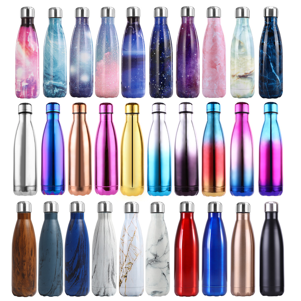 Eco friendly vacuum sport double wall copper stainless steel thermo cola shape drink insulated water bottles with custom logo