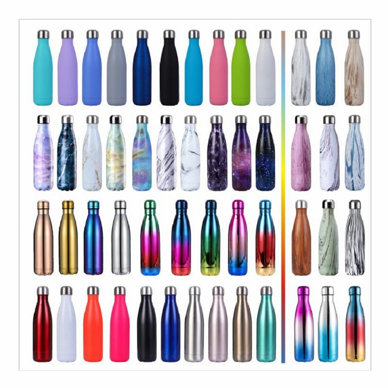 Eco friendly vacuum sport double wall copper stainless steel thermo cola shape drink insulated water bottles with custom logo