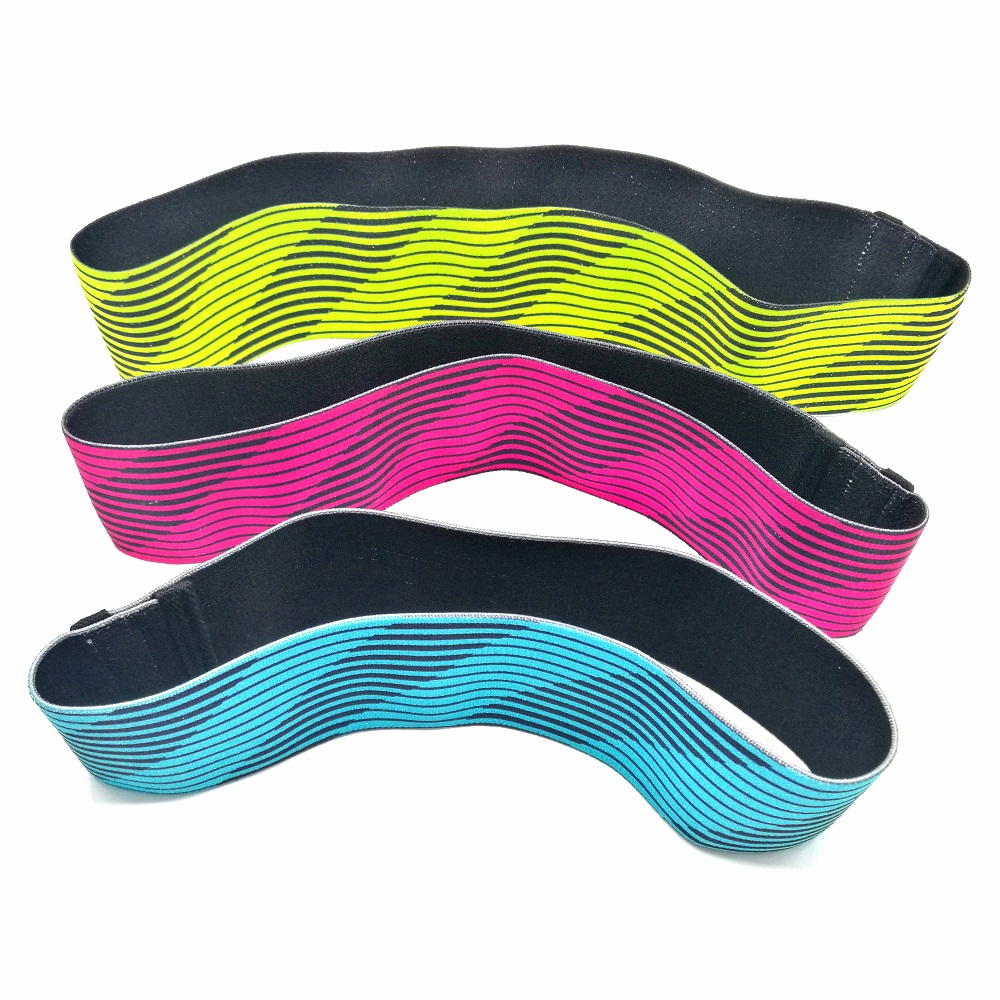 Factory direct supplier customized label exercise bands / fabric hip circle band / resistance elastic booty band