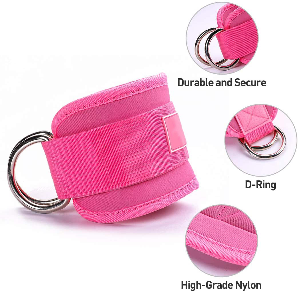 Fitness Ankle Strap for Cable Machines for Kickbacks / Glute Workouts Ankle Straps / Custom Neoprene Ankle Strap Pink Fitness