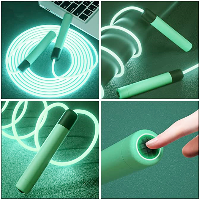 Glowing Skipping Rope, Fitness Jump Rope for Men and Women, Jump Rope with LED Light Up, Suitable for Indoor and Outdoor Sports and Family Exercises