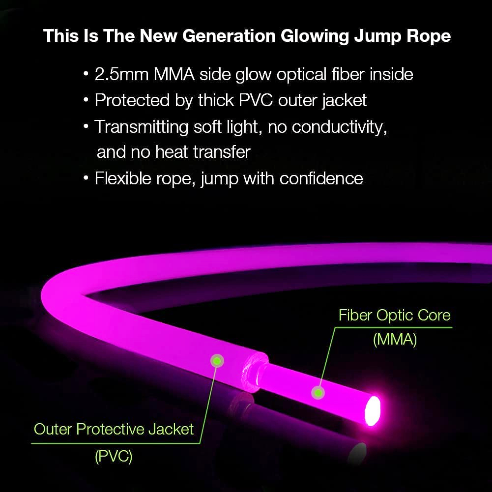 LED Rainbow Jumping Rope for Kids Light Up Exercise Jump Rope for Sport Interest Luminous Adjustable Skipping Ropes for Decompression Women Leisure Men Fitness