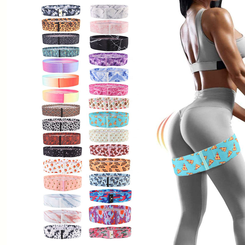 Leopard Print Marbling wholesale resistance bands durable colourful elastic fabric fitness exercise hip circle bands
