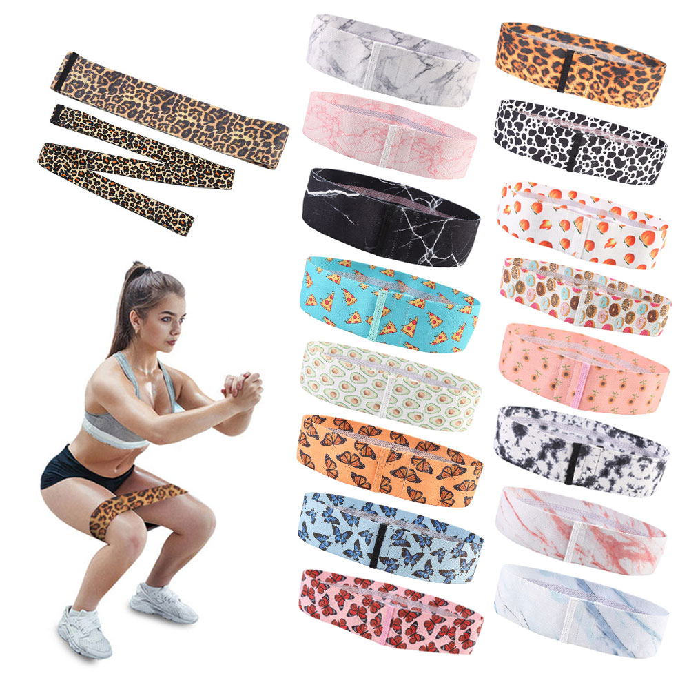 Low MOQ Factory Price Wholesale Custom Printed Logo Workout Elastic Fabric Glute Hip Resistance Bands Set