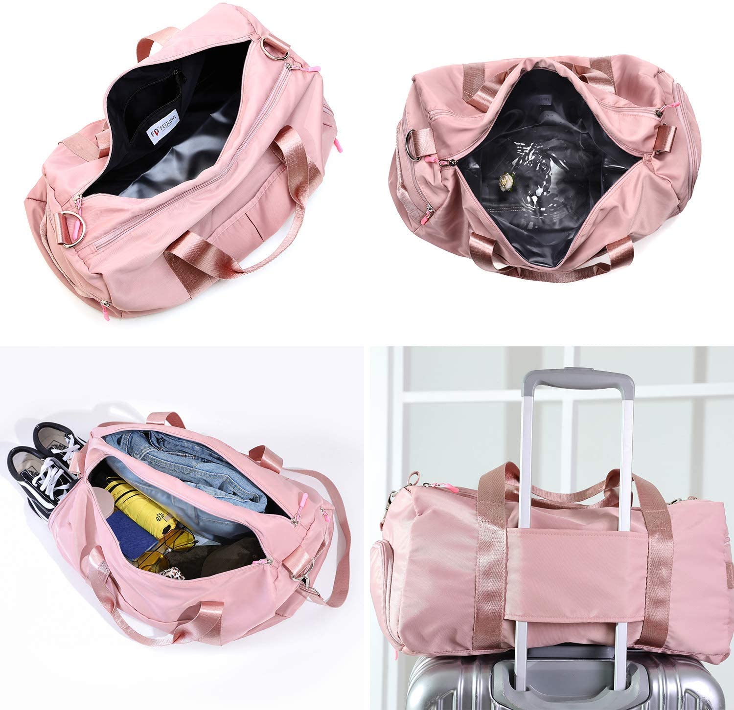 Low Moq Gym bag Custom High Quality Waterproof Durable Polyester Sports Travel Bag With Shoe Compartment women Duffle Bag