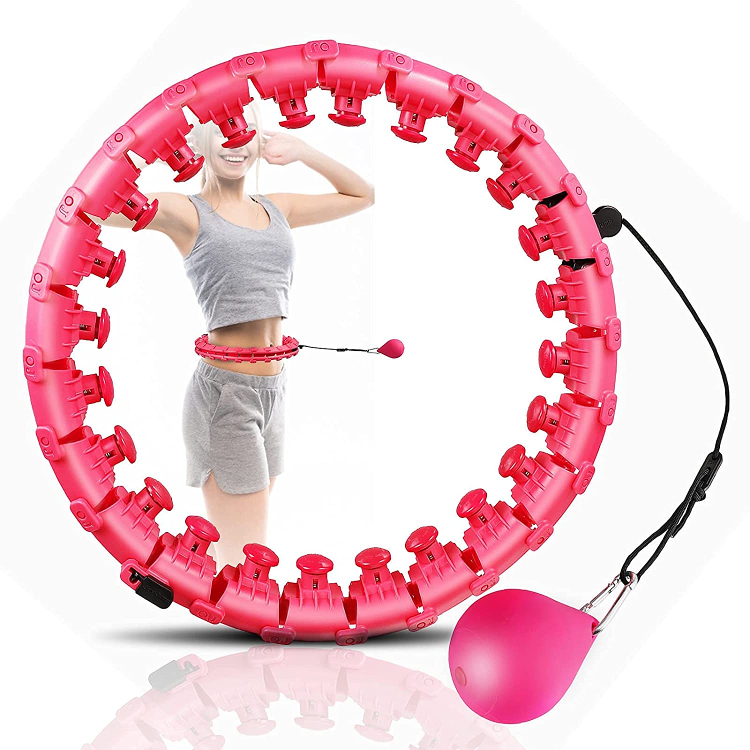 New 24 Detachable Knots Adult Fitness Smart Weighted Hoola Hoop Hula Ring Hula Hoops with Weight ball