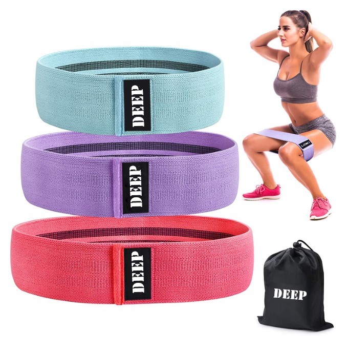 New Design Custom Logo Set of 3 Exercise Stretch Hip Circle Printed Fabric bands