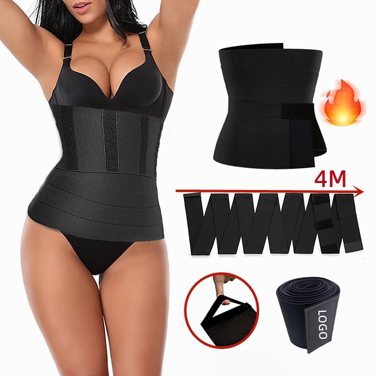 OEM 4 m Invisible Body Shaper Bandage Wrap Around Waist Trainer Wrap Tummy Control Trimmer Elastic Bandage Belt Waist Trainer Waist Wrap