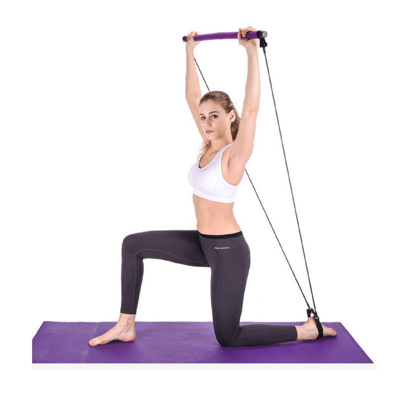 Pink Portable Home Exercise Yoga Pilates Resistance Band Bar