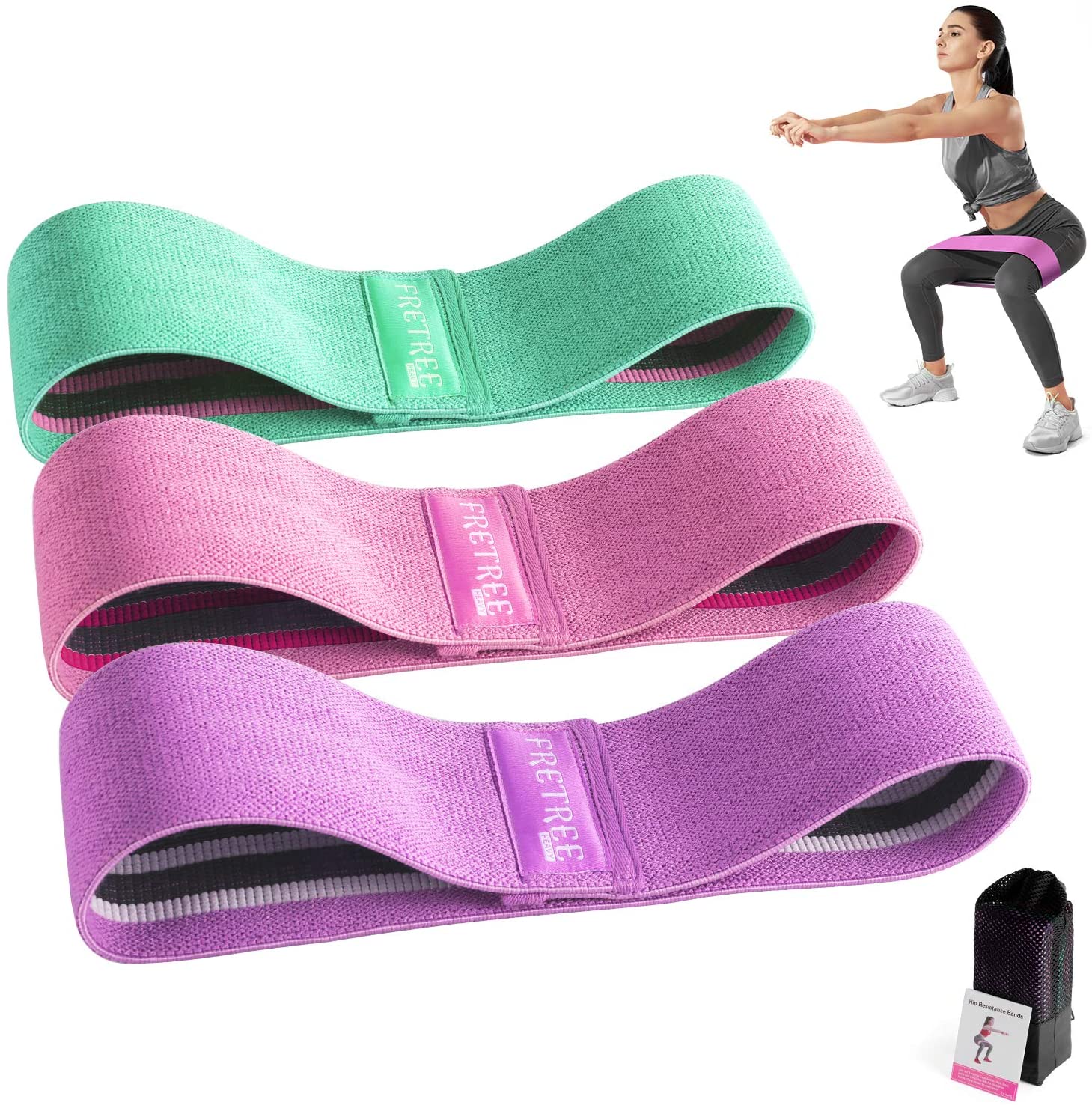 Resistance Bands Loop Set of 3 Exercise Workout Fitness Yoga Booty Hip Band