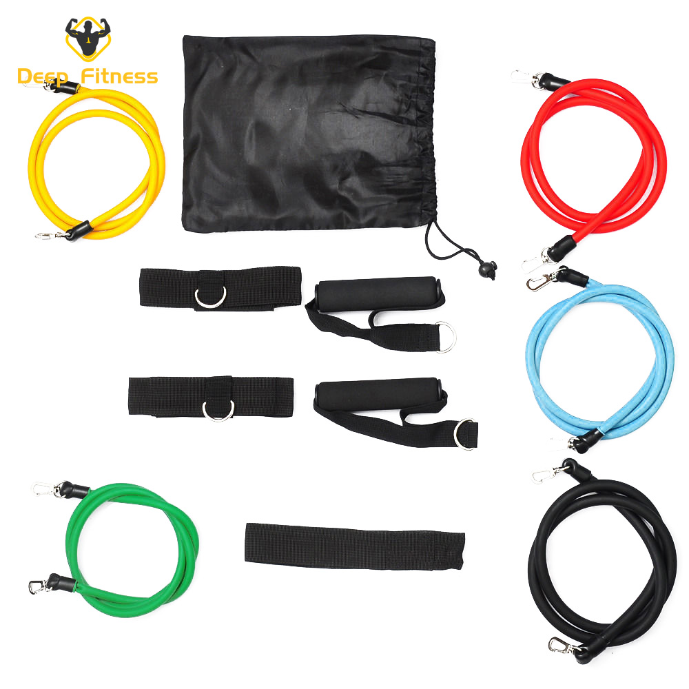 Resistance Tube, Resistance Band Set with Door Anchor, Ankle Strap, Exercise Chart, and Carrying Case