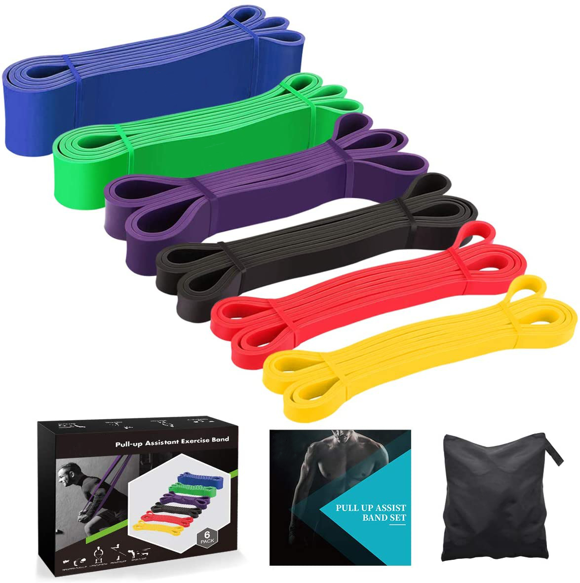 Rubber Loop Fitness Pull-Up Heavy Duty Exercise Assist Power Long Custom Logo Resistance Band Pullup Set Workout Pull Up Bands
