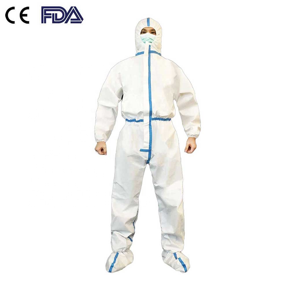 Safety anti-virus suit protective clothing PP PE unisex one-piece isolation suit