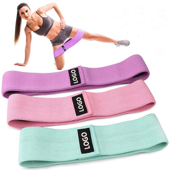 Set of 3 Exercise Stretch Hip Circle fabric bands with mesh bag