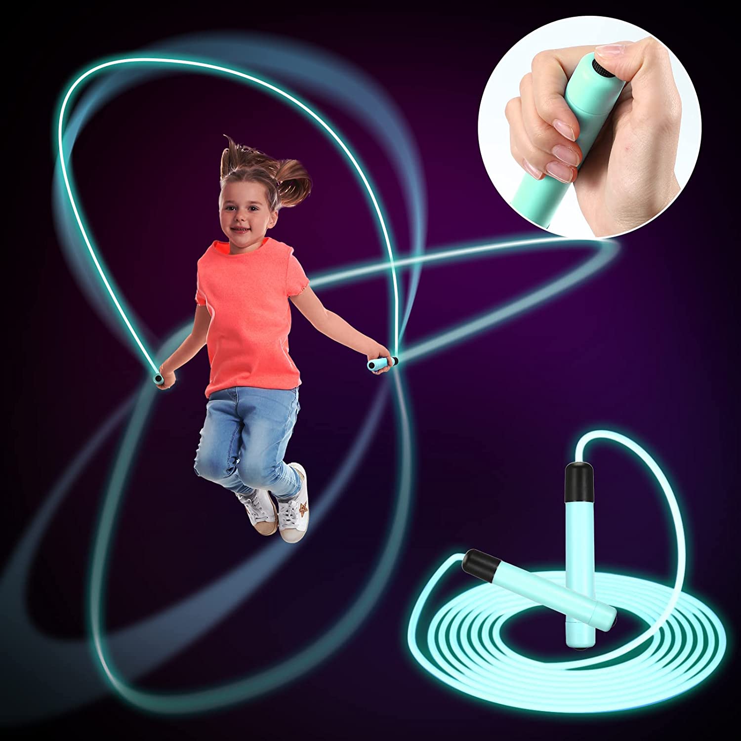 Skipping Rope Led Lights for Exercise Glow in The Dark Fitness Skipping Jump Rope for Children Adults Trainer