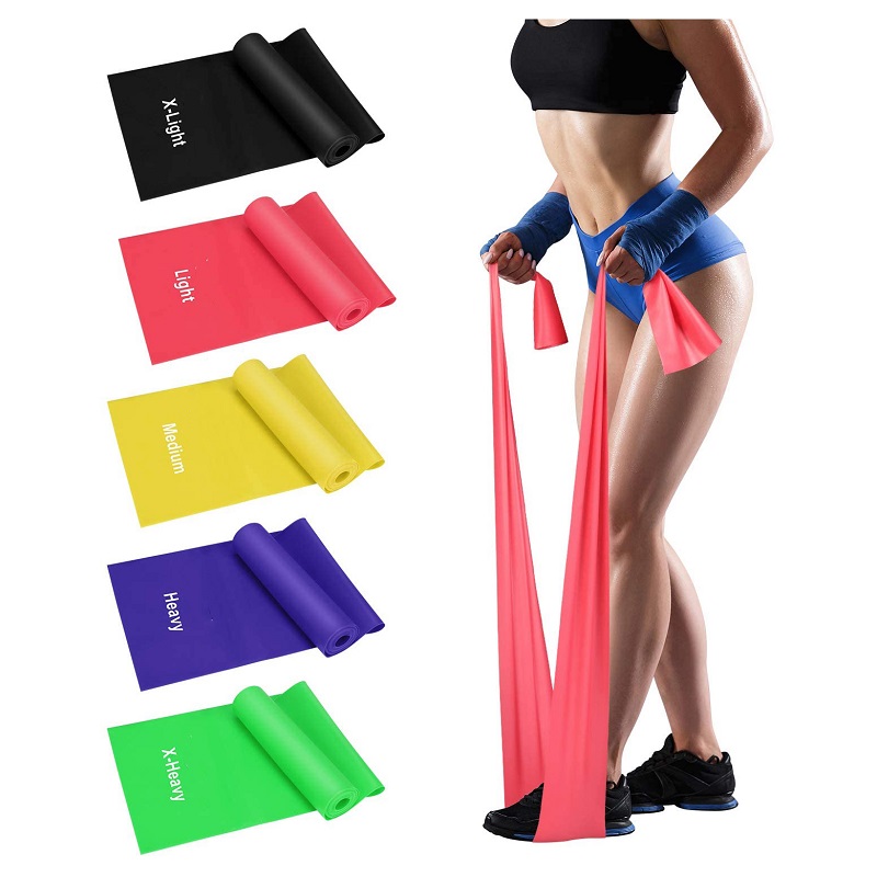 TPE Resistance Bands Set Yoga flat resistance exercise bands  5 Pack Non-Latex Physical Therapy Professional Elastic Band