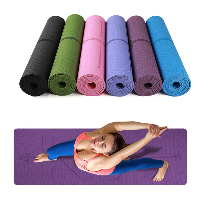 TPE Yoga Mat with Position Line Non Slip Carpet Mat For Beginner Environmental Fitness Gymnastics Mats