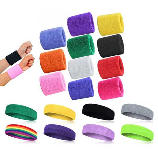 Wholesale Elastic Sports Headbands Sweatband Workout Cotton Tennis promotional wristbands