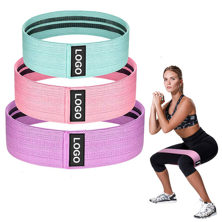 Wholesale fabric exercise bands hip circle band resistance elastic cotton custom logo booty bands set