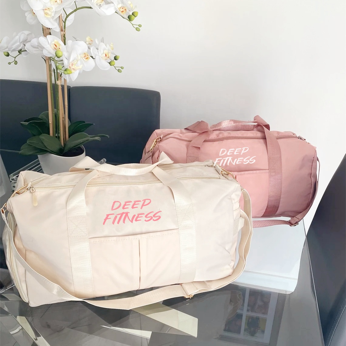 customized logo Travel Pink Duffle Bags Waterproof Workout Custom Polyester Gym Bag