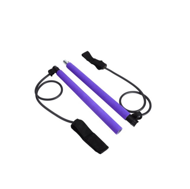 home gym workout portable pilates bar kit yoga rod with resistance bands