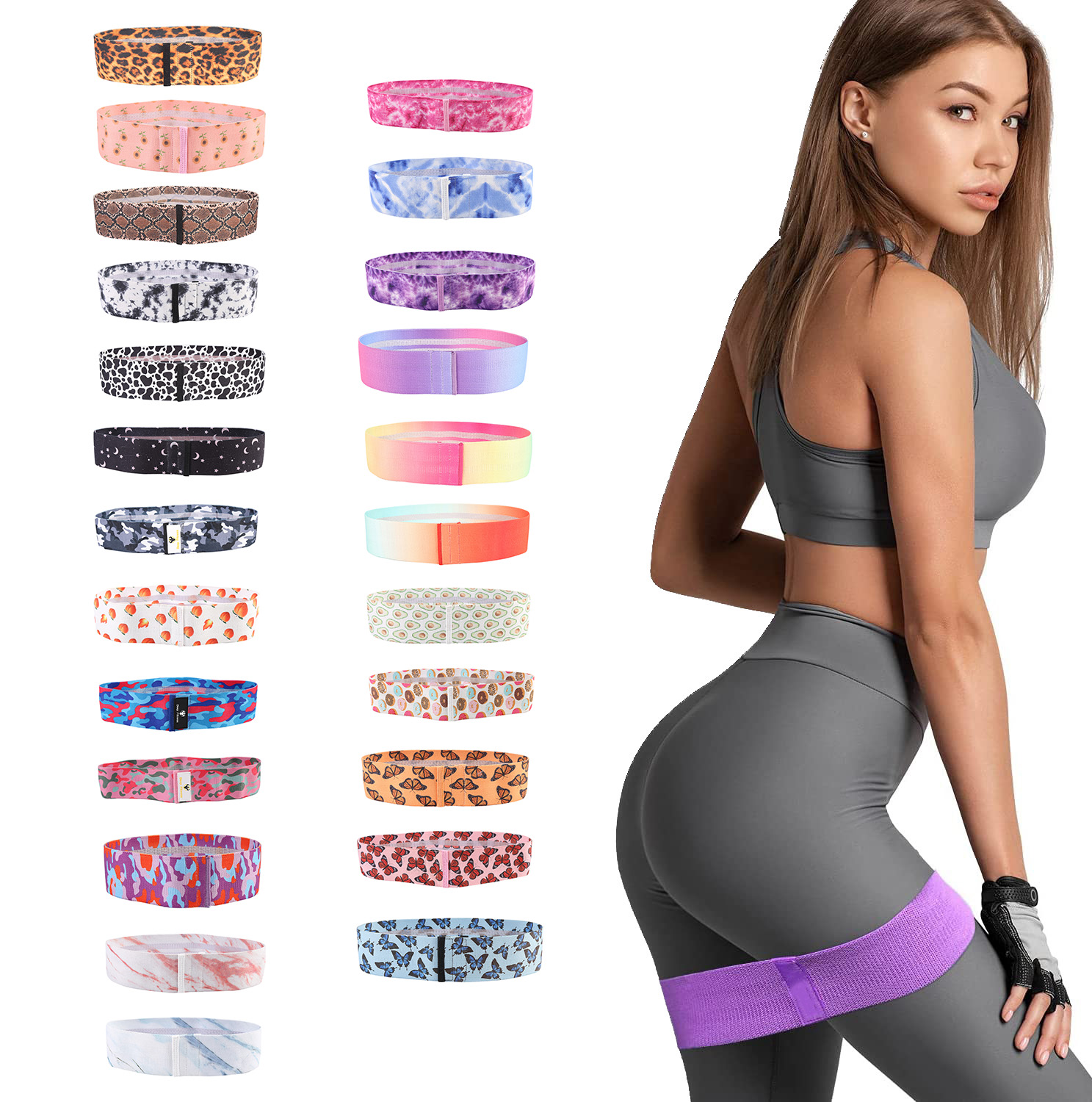 Fabric Booty Exercise Bands, Home Fitness Hip Circle Wide Anti Slip Fabric Resistance Bands