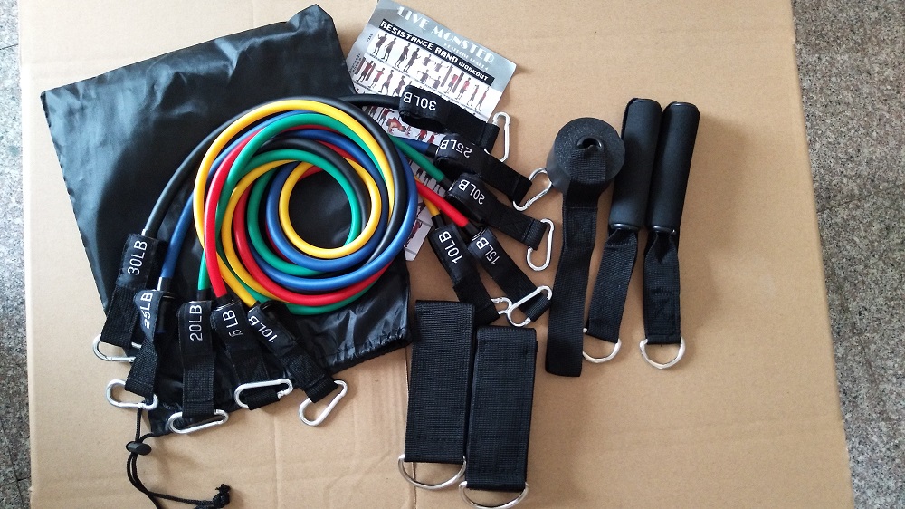 Spike Latex Resistance Band Set And EVA Yoga Mat 11 In 1 For Men And Women - Home And Gym - View #2
