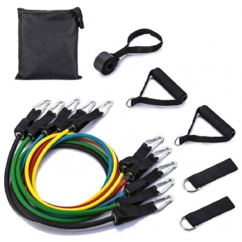 11pc resistance bands set custom logo 150lbs latex/tpe resistance bands set 11pcs