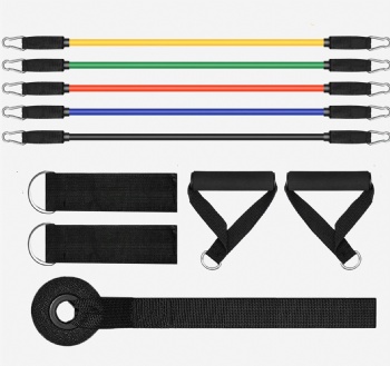 11pcs set 5 levels gym stretch resistance bands set Custom Logo Latex Training bands with handles