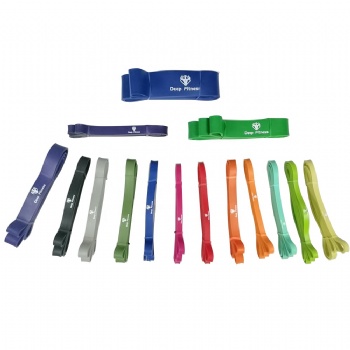 2022 Wholesale bulk customized printed logo long loop latex rubber elastic fitness exercise resistance bands set for yoga