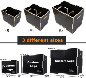 Black Wood & Plyometric Jump Box, Plyo Box for Jump Training and Conditioning