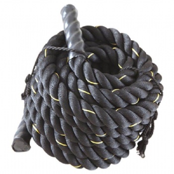 Black Workout Rope 100% Poly Dacron Heavy Battle Rope 1.5 Diameter 30 40 50 Lengths with Protective Sleeve