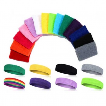 Custom Cotton Terry Cloth Tennis Headband Sport Sweatband Elastic promotional wristbands