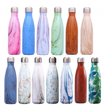 Custom Logo 500ml 750ml Cola Shaped Vacuum Thermal Insulated Stainless Steel Water Bottle