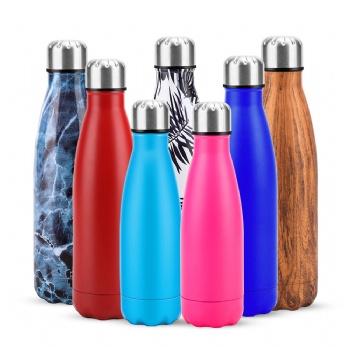 Custom Logo 500ml 750ml Cola Shaped Vacuum Thermal Insulated Stainless Steel Water Bottle