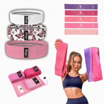 Wholesale Custom Printed Logo Banda De Resistencia Workout Fitness Hip Loop Exercise Bands Booty Fabric Resistance Bands Sets